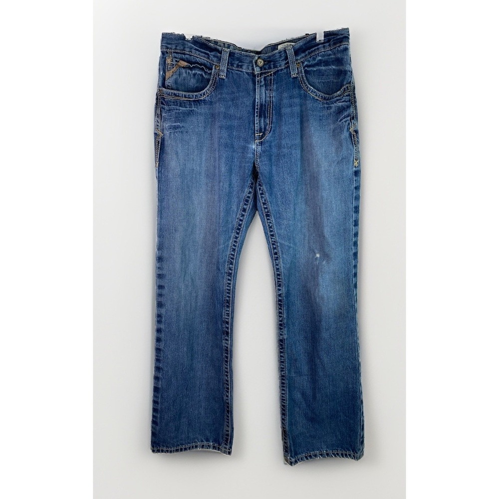 Ariat M4 Low Rise Boot Cut Jeans Mens 35/34 Blue Denim Work Western Jeans